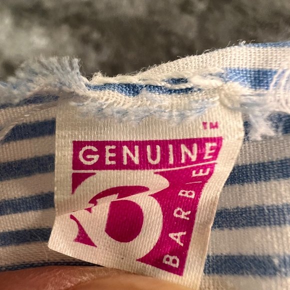 Vintage Barbie Ken Striped Shirt Weekend Collection Blue White Red Bowtie 1988 - Picture 5 of 5